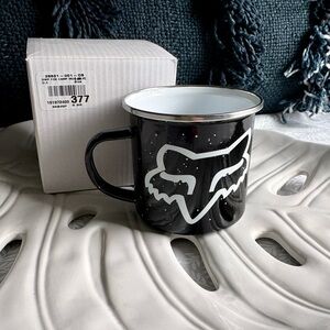 Fox Racing Black and White Enamel Mug